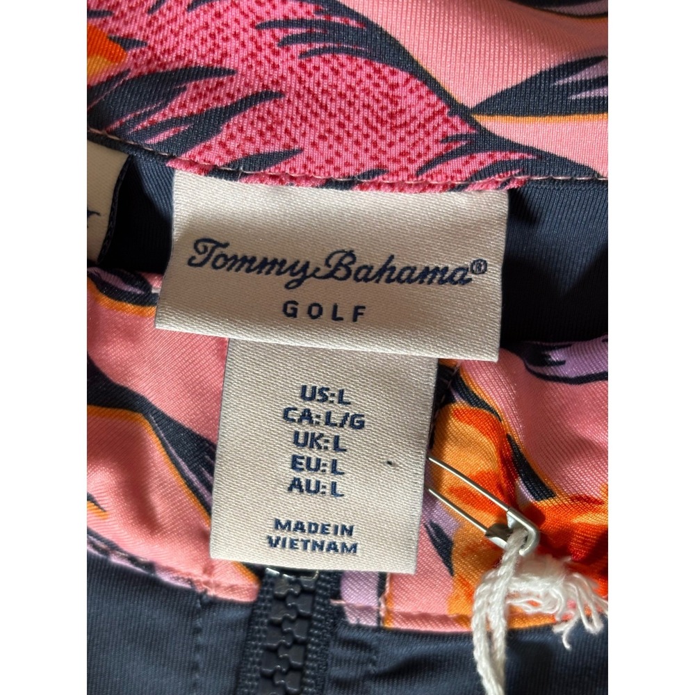 Tommy Bahama Golf Polo Dress Womens Size L Navy Sleeveless Zip 1/4 Neck Tropical - Picture 10 of 12